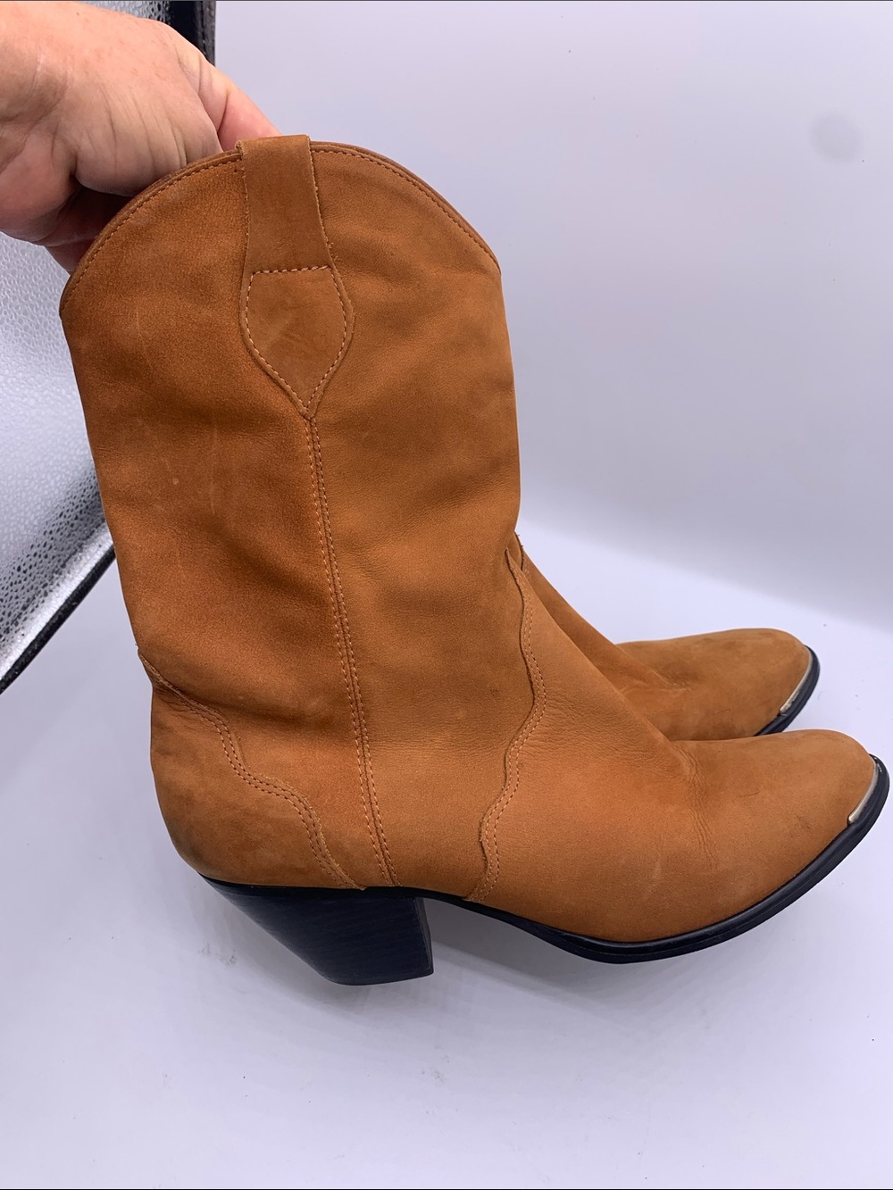 Laredo Chestnut Suede Western Mid-Calf Boots